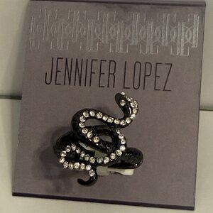NEW Jennifer Lopez Black and Silver Snake Ring - Stretch Band